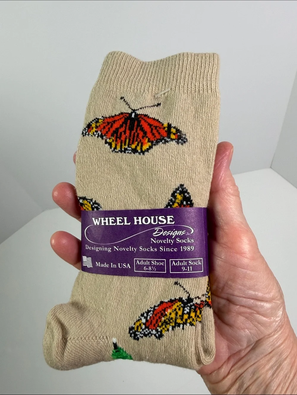 NWT Monarch Butterfly Crew Socks Women’s 9-11 Made in USA Caterpillar Chrysalis